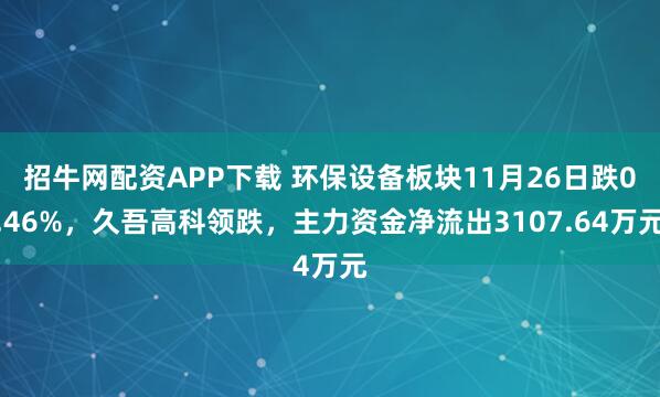 招牛网配资APP下载 环保设备板块11月26日跌0.46%，久吾高科领跌，主力资金净流出3107.64万元