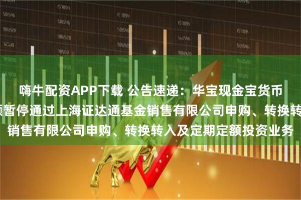 嗨牛配资APP下载 公告速递：华宝现金宝货币基金A类和B类基金份额暂停通过上海证达通基金销售有限公司申购、转换转入及定期定额投资业务
